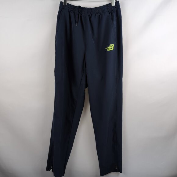 New Balance Men's Blue/Navy Track Pants Elastic Waist Zipper Pockets Taped Seams - Picture 1 of 9